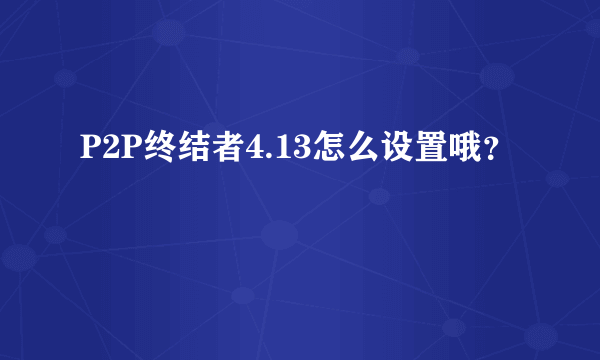 P2P终结者4.13怎么设置哦？