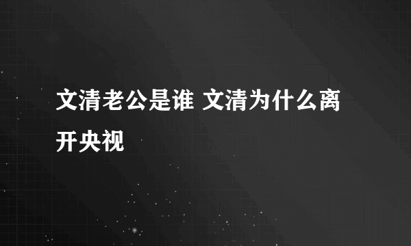 文清老公是谁 文清为什么离开央视