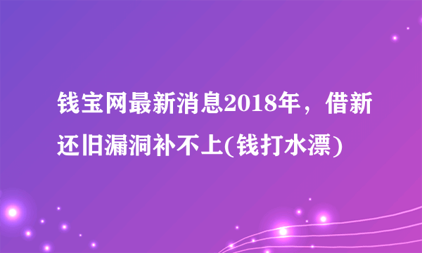 钱宝网最新消息2018年，借新还旧漏洞补不上(钱打水漂)