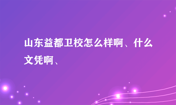 山东益都卫校怎么样啊、什么文凭啊、