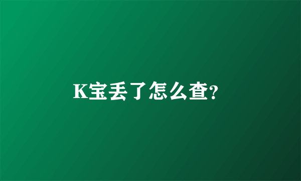 K宝丢了怎么查？