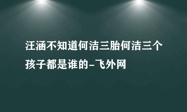 汪涵不知道何洁三胎何洁三个孩子都是谁的-飞外网