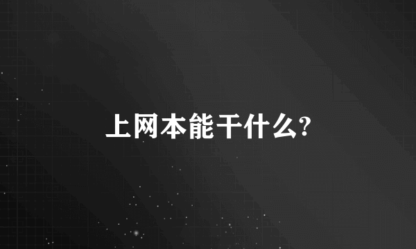 上网本能干什么?