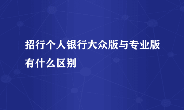 招行个人银行大众版与专业版有什么区别