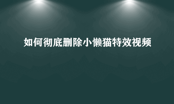 如何彻底删除小懒猫特效视频