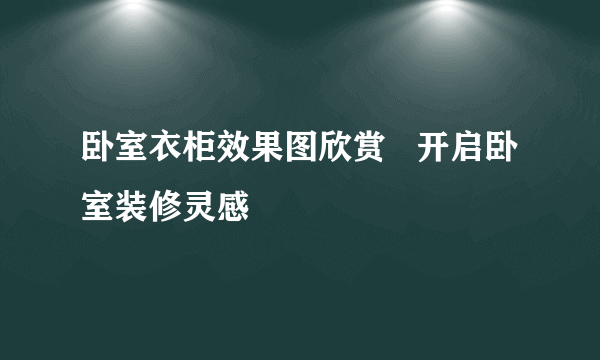 卧室衣柜效果图欣赏   开启卧室装修灵感