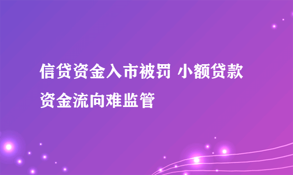 信贷资金入市被罚 小额贷款资金流向难监管