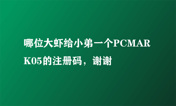 哪位大虾给小弟一个PCMARK05的注册码，谢谢