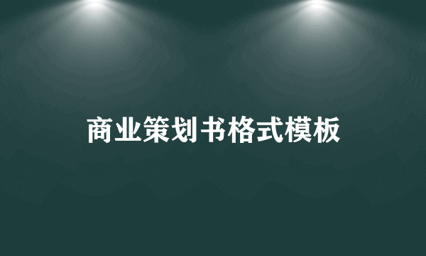 商业策划书格式模板