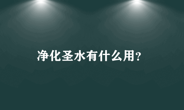 净化圣水有什么用？