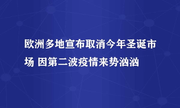 欧洲多地宣布取消今年圣诞市场 因第二波疫情来势汹汹