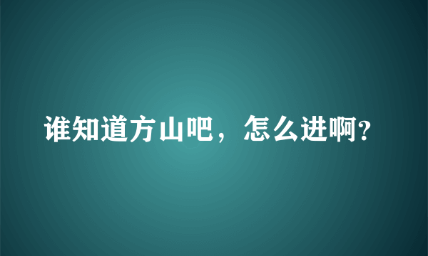 谁知道方山吧，怎么进啊？