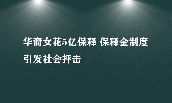 华裔女花5亿保释 保释金制度引发社会抨击