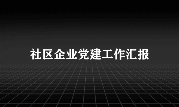 社区企业党建工作汇报