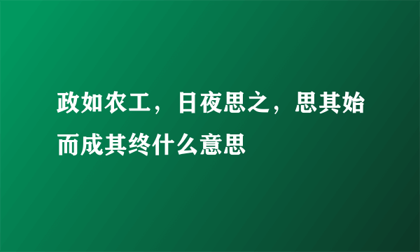 政如农工，日夜思之，思其始而成其终什么意思