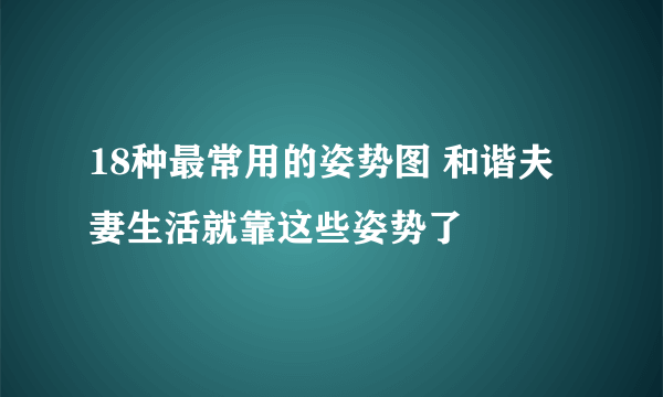 18种最常用的姿势图 和谐夫妻生活就靠这些姿势了