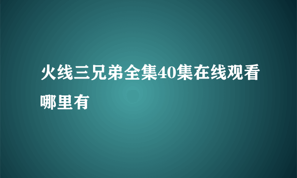 火线三兄弟全集40集在线观看哪里有