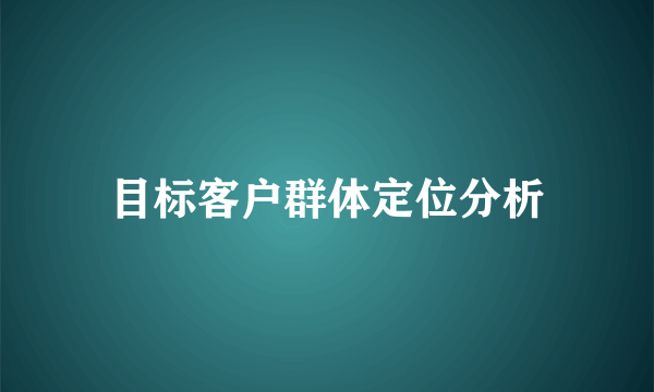 目标客户群体定位分析