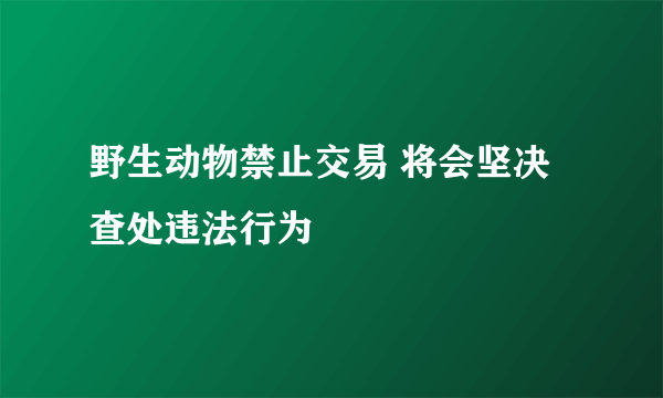 野生动物禁止交易 将会坚决查处违法行为