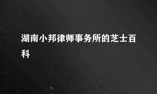 湖南小邦律师事务所的芝士百科