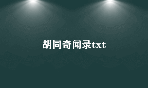 胡同奇闻录txt