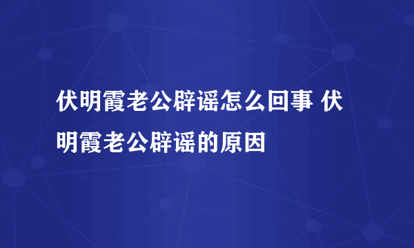 伏明霞老公辟谣怎么回事 伏明霞老公辟谣的原因