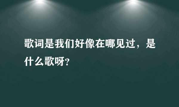 歌词是我们好像在哪见过，是什么歌呀？