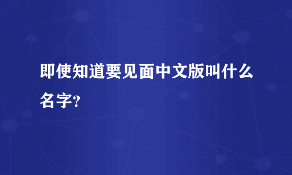 即使知道要见面中文版叫什么名字？