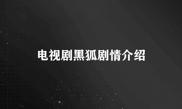 电视剧黑狐剧情介绍