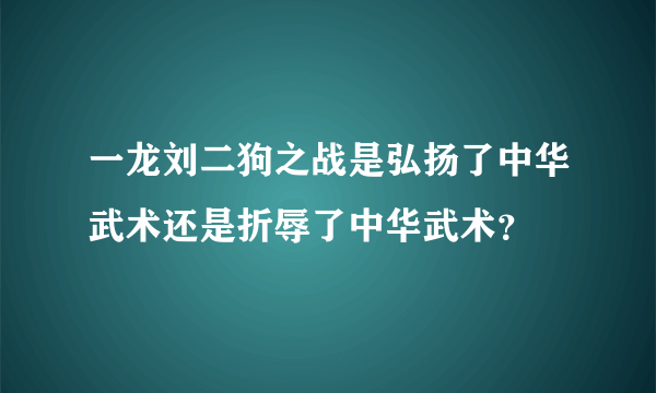 一龙刘二狗之战是弘扬了中华武术还是折辱了中华武术？