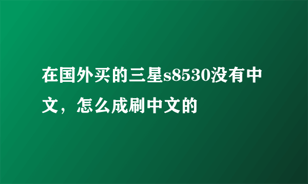 在国外买的三星s8530没有中文，怎么成刷中文的