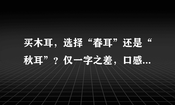 买木耳，选择“春耳”还是“秋耳”？仅一字之差，口感差别却挺大