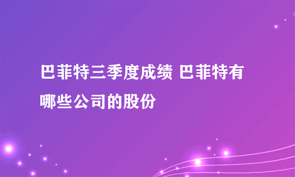 巴菲特三季度成绩 巴菲特有哪些公司的股份