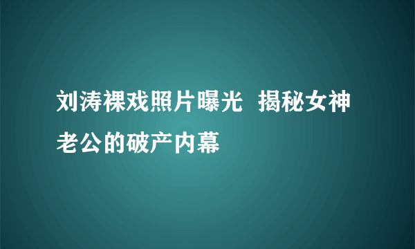 刘涛裸戏照片曝光  揭秘女神老公的破产内幕