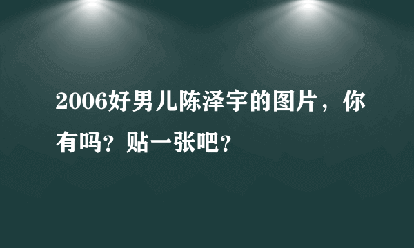 2006好男儿陈泽宇的图片，你有吗？贴一张吧？