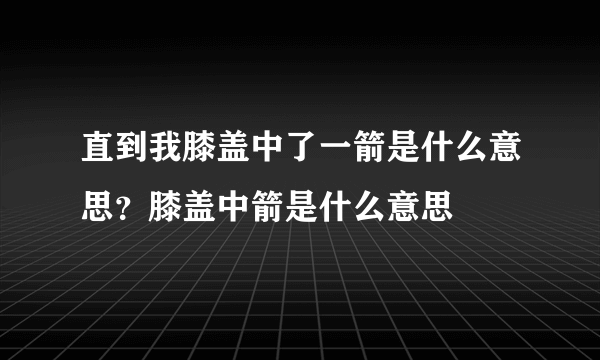 直到我膝盖中了一箭是什么意思？膝盖中箭是什么意思