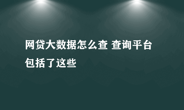 网贷大数据怎么查 查询平台包括了这些