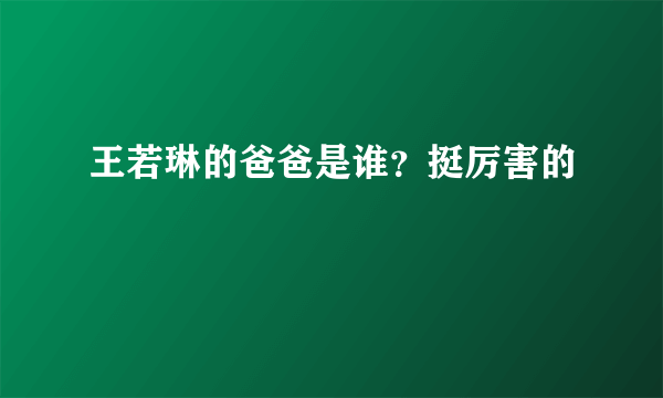 王若琳的爸爸是谁？挺厉害的