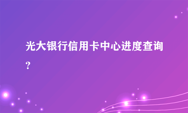 光大银行信用卡中心进度查询？