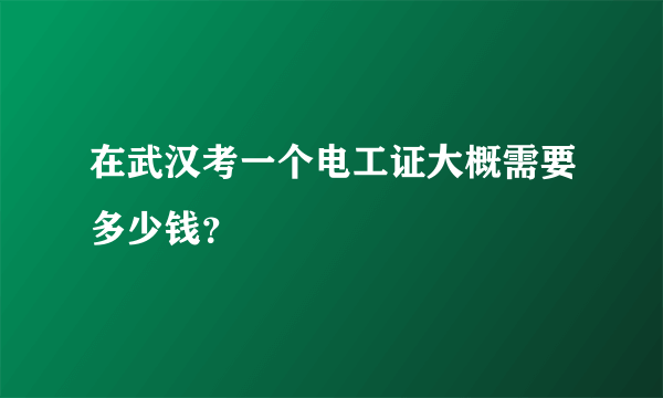 在武汉考一个电工证大概需要多少钱？