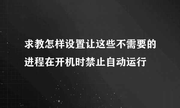 求教怎样设置让这些不需要的进程在开机时禁止自动运行