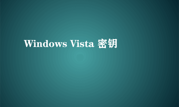 Windows Vista 密钥問題