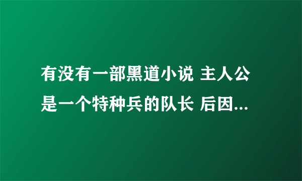 有没有一部黑道小说 主人公是一个特种兵的队长 后因为政治原因，他那个部队死了好多队员 最后都退隐了