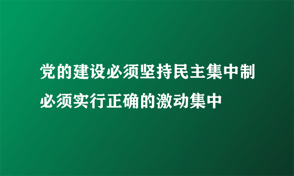 党的建设必须坚持民主集中制必须实行正确的激动集中