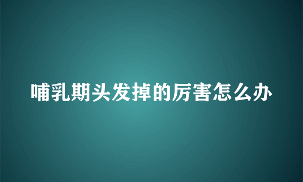 哺乳期头发掉的厉害怎么办