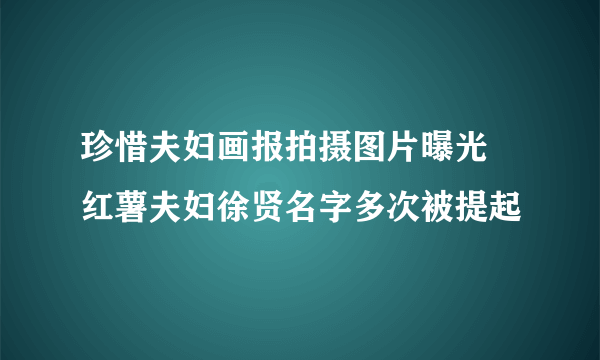 珍惜夫妇画报拍摄图片曝光 红薯夫妇徐贤名字多次被提起