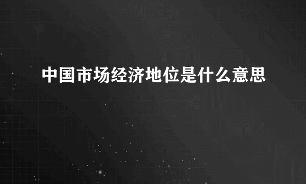 中国市场经济地位是什么意思