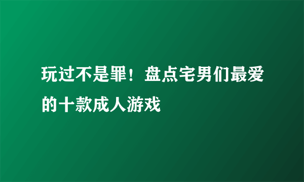 玩过不是罪！盘点宅男们最爱的十款成人游戏