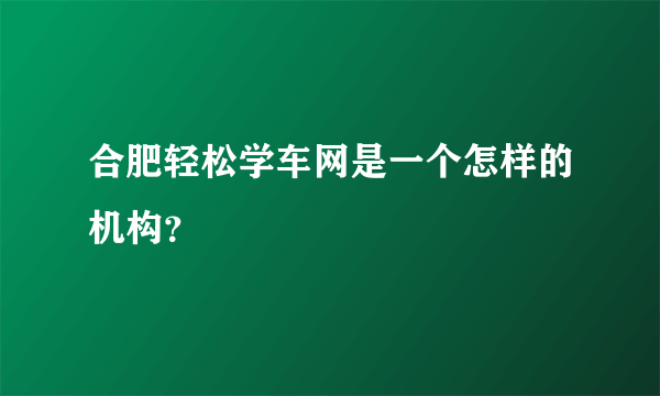 合肥轻松学车网是一个怎样的机构？