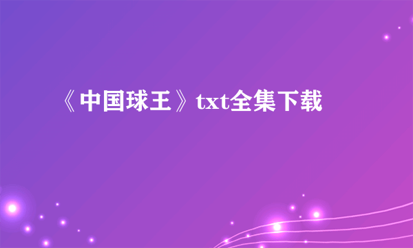 《中国球王》txt全集下载